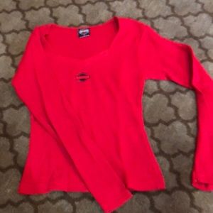 Red thermal long sleeve tee shirt